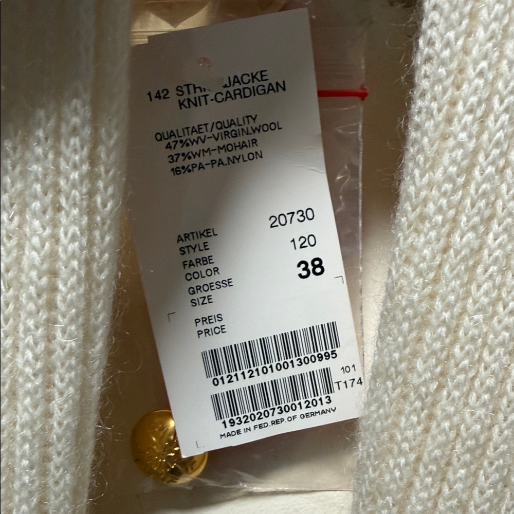 Escada Cream Ribbed Cardigan - Picture 4 of 12